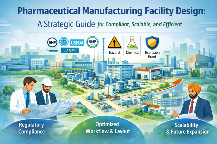 Pharmaceutical manufacturing facility design layout